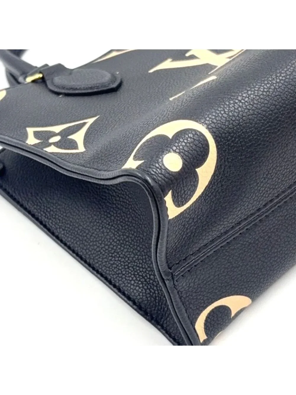Louis Vuitton On The Go PM Bicolor Monogram Empreinte Leather Black Handbag Gold
